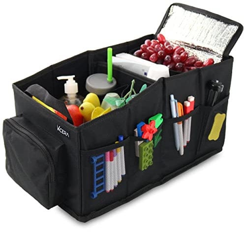 Auto Organizer Kinder für Beifahrersitz, Rücksitz & Kofferraum • Faltbarer Autositz Organizer mit abnehmbarer Kühltasche & Gurtbefestigung • Reichlich Staufächer für Spielzeuge, Bücher, Snacks uvm.