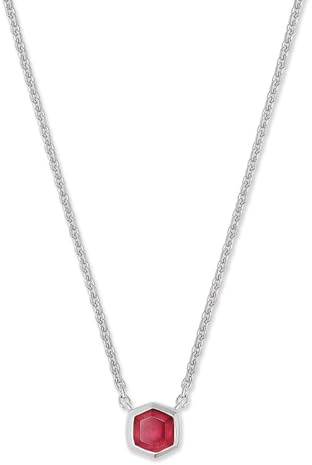 Kendra Scott Davie Pendant Necklace in Sterling Silver, Fine Jewelry for Women, Red Garnet
