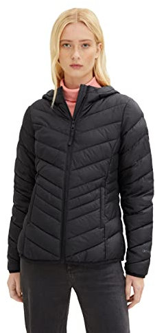 Tom Tailor Denim Damen Lightweight Steppjacke mit Kapuze, 14482 - Deep Black, XS