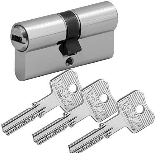 WILKA Wendeschlüssel Doppelzylinder Halbzylinder Knaufzylinder - Einzelschließung oder Gleichschließung - alle Längen 26/26 bis 60/60 bzw. 10/26 bis 10/90 - inkl. 3 Schlüssel (GL NGF 45/45)