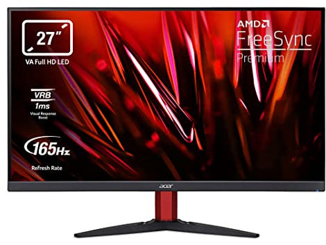 Acer Nitro KG272Mbmiipx Écran PC Gaming 27 Full HD 165 Hz, 1920x1080, 16:9, FreeSync, 1 ms VRB, 250 Nits, Zero Frame, ComfyView, 2xHDMI 2.0/DP 1.2 - Moniteur PC Inclinable Couleur Noir