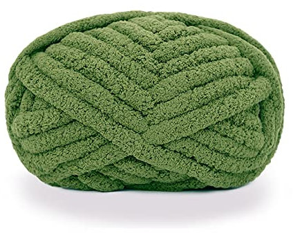iKneonei 230 Gramm Dicke Wolle Super Soft Chenille Chunky Yarn für Teppiche, Sofadecken, Decken, Heimdekoration, Armstricken - Green