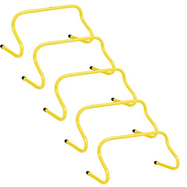 JELEX Agility Trainingshürden 5er-Set Verschiedene Größen, Koordinationshürden Trainingsequipment gelb, geeignet für Indoor und Outdoor Übungen aus robustem Kunststoffmaterial (25 cm)