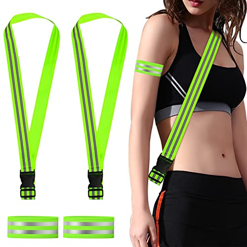 Fyihoxi 4Stück Reflektorbänder Reflektor Gürtel Sicherheit Sichtbarkeit Reflektoren Gurt Reflektierende Laufausrüstung Reflektierende Sicherheits Armband für Outdoor Joggen Reiten Gehen und Radfahren