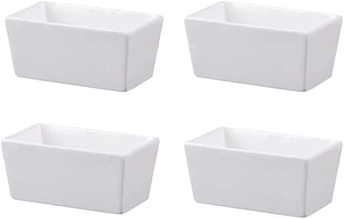 GImLY Set di 4 ciotole porta bustine di zucchero in ceramica bianca