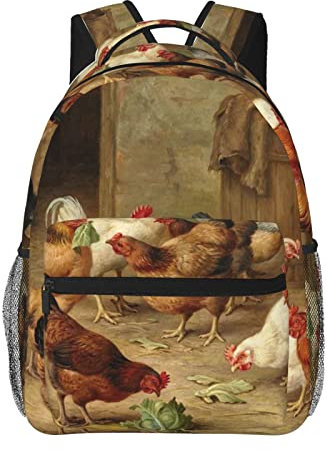 NOLACE Grand sac à dos de ferme de poulet rôti - Sac à dos décontracté - Sac à dos de voyage pour filles et garçons, Poule rôti Ferme, taille unique
