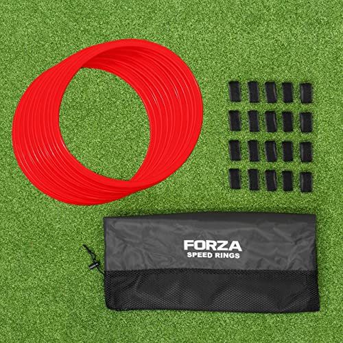 FORZA Agility Rings [Pack of 12] | Football Training Equipment | Multi-Sport Agility Ring Set | Speed Ladder Agility Hurdles | Fitness Equipment | Sports Equipment (Red)
