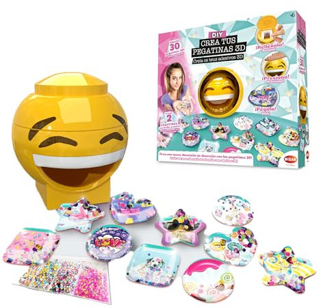 Bizak 3D-Aufkleber, lustige Maschine zum Erstellen von 3D-Aufklebern, mit Hintergründen und Edelsteinen zum Aufkleben, Geschenk für Mädchen und Jungen ab 6 Jahren, 63332665