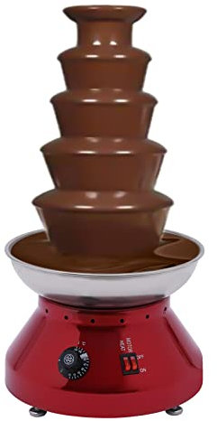 Schokobrunnen Schokolade aus Edelstahl Chocolate Fountain Schokoladenbrunnen, Schokolade Schokobrunnen Klein Schokobrunnen mit Schmelzfunktion (230 W, 5 Etagen, 30-110 °C, 3 L Kapazität, Rot)
