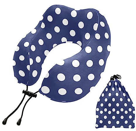 innewgogo Blue Dots Reisekissen Memory Foam Stützkissen Kopf Nacken Flugzeug Kissen Bequem & Atmungsaktiv Tragbares Flugzeug Zubehör für Flugzeug Zug Auto Home Bus Büro