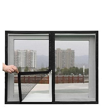 Finestra con schermo magnetico Finestra con schermo autoinstallante Anti-zanzara Magnete autoadesivo domestico Finestra magnetica invisibile-120x130cm,greynet greyframe