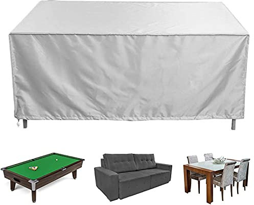 Billardtisch-Abdeckung, Billard-Billardtisch-Abdeckung, wasserdicht, 100% wetterbeständig, langlebig, UV-beständig, staubdicht, Outdoor-Billardtisch-Schutzhülle mit Kordelzug, Silber-9 Fuß: 113 x 6
