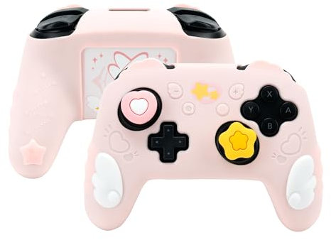 GeekShare Star Wing Controller Skin Grips Set kompatibel mit Nintendo Switch Pro (rosa)