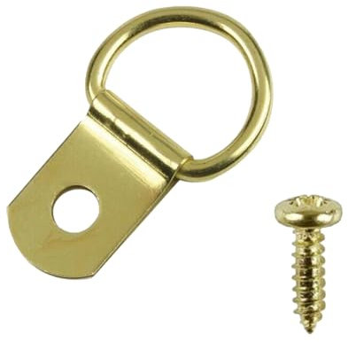 Taskar D-Ringe und Schrauben aus Messing zum Aufhängen von Bilderrahmen (10 Stück)