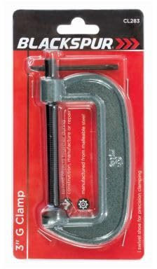 1x Grey 3 (75mm) Steel G-Clamp - Strong Heavy-Duty Metal Wood Work Woodwork Woodworking Screw Welding Table Bench Grip - by Blackspur