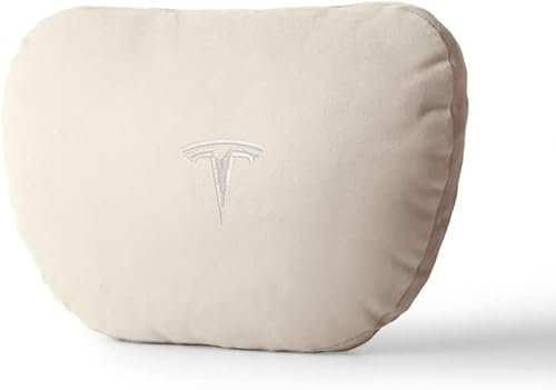 QCHIAN Auto Nackenkissen für Tesla Model 3 Y S X, Nackenstütze Kissenauflage Unterstützung, Weiche Bequeme Autositz Lendenkissen Kopfstütze Kopfstuetze,C Beige