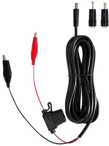 TONTON 3M/10FT Universales externes Stromkabel, 5,5x2,1mm Stecker kompatibel mit Powerbank, Solarpanel, Power Station, Wildkamera, Türklingelkamera, inklusive 5A Sicherung (mit 4017&35135 Adapter)