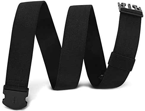 WHIPPY Mens Elastic Stretch Work Belt Unisex Adventure Web Sports Belt with Metal Free Buckle Adjustable Belts for Women Men,Black 55