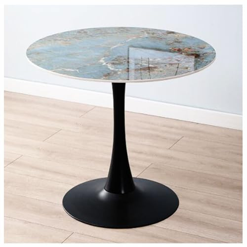Bistrotisch, Marmor-Esstisch, 60/70/80 cm, runder Küchentisch mit Metallsockel, 4-Sitzer-Esstisch, Möbel, moderner Couchtisch für Küche, Esszimmer, Wohnzimmer (Größe: 60 cm, Farbe: 8)