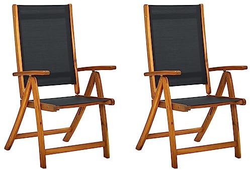FUDUGEHMIOFWFJJ stapelstuhl Garten,gartenmöbel Set günstig,Gartenstühle 2 STK. Akazie Massivholz und TextileneGeeignet für Garten, Terrasse, Esszimmer