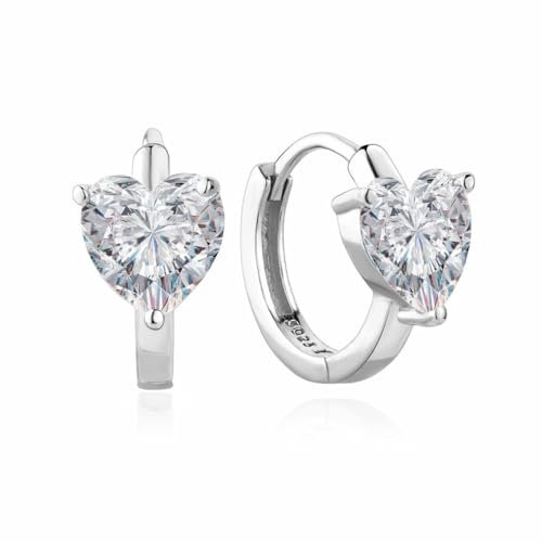 YAXUN 925 Sterling Silber Klein Herz Creolen Ohrringe für Damen, mit herzförmigen österreichischen Kristall Diamant Huggie Ohrringe Herz Creolen Modische Schöne Schmuck Geschenke für Frauen Mädchen