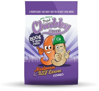 Chubby 5 Litre Refill Bag of Chubby Dried Mixes Mealworms & Black Soldier Larvae Fly Food For Wild Birds 800g
