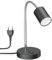 ledscom.de Tischleuchte WAIKA mit Schwanenhals und Schalter schwarz matt, inkl. GU10 LED Lampe (warmweiß, 0,5W, 49lm)
