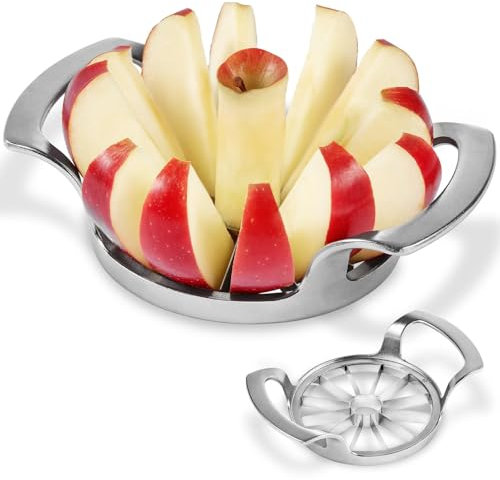 LIVSGNISTA Apple Slicer and Corer,12-Blade Sharp Stainless Steel Fruit Cutter-Frosted Handle Comfortable to Use,Apple Core Remover Tool