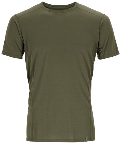 Rab Men's Syncrino Base Tee Short-Sleeve T-Shirt for Skiing, Trekking, & Climbing - Olive (Olive) - Small