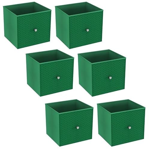 URBNLIVING Set of 1/4/6 Foldable 27cm Woven Fabric Storage Cube Box Drawer Insert Basket with Handle - Multi Colourful Collapsible Toy Arts & Crafts Bins, Durable and Lightweight for Home Office