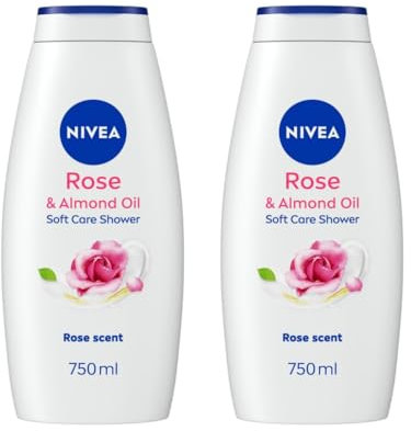 Nivvea Rose & Almond Oil Soft Care Shower Cream 750ml - Indulge In The Pampering Hydration Of Almond Oil With The Luxurious Scent Of Roses - Pack of 2