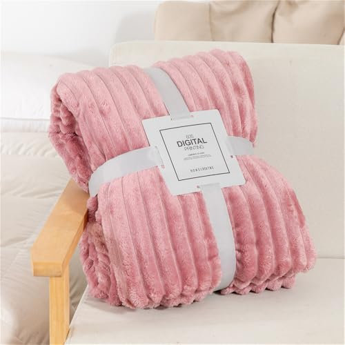 Hixingo Plaid Couverture Polaire Jeté de Canapé en Flanelle de Couleur Unie Epaisse Couverture de Canapé Couvre-Lit Douce Chaude et Moelleuse, Convient à Toutes Les Saisons (70x100cm,Rose)