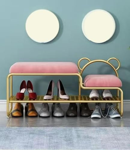GFLCWYP Schuhregal Mit Ablage, Schuhbank Mit Stauraum, Schuhschrank Mit Sitzbank, Schuhregal Sitzbank, Garderobe Sitzbank, Entryway Furniture Für Flur, Garage, Schlammzimmer,Rosa,100cm