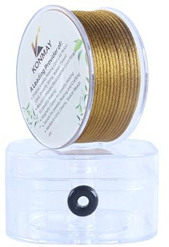 KONMAY Cordoncino in nylon satinato color oro antico da 2,0 mm, con custodia per bracciali, 31 metri, per gioielli fai da te, perline, nodi cinesi, kumihimo, macramè