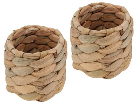 Ciieeo 2pcs Elegant Napkin Buckles Handmade Straw Napkin Rings for Dining Table for Wedding
