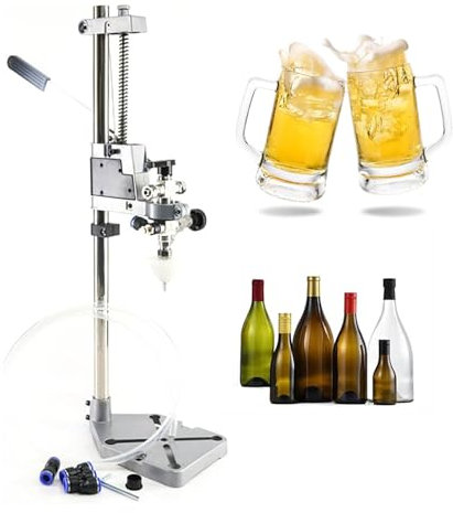 BDJSN Manuelle Desktop-Bierflaschenfüllmaschine, Verstellbarer Getränkefüller Aus Edelstahl Für Flaschenöffnungsdurchmesser Von 10–50 Mm, Für Glasflaschen, PET-Flaschen, Schwenkflaschen