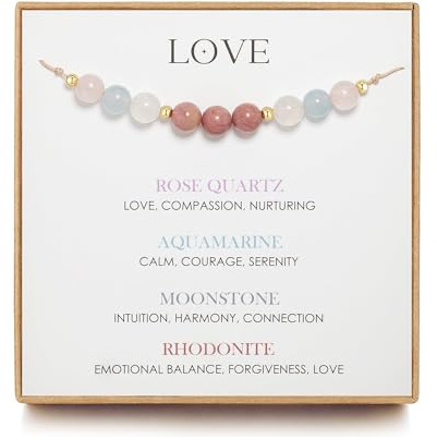 WATEFOER Mondstein-Armband, Hoffnung Armband für Damen, Liebe anziehen Kristall-Armband, Schutz-Armband, gesunde Schwangerschaft Geschenk Muttertag Schmuck