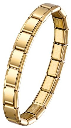 Cupimatch Italienisches Charm Armband Damen: Goldenes 9mm Abnehmbares Modularmband aus Edelstahl Einfaches DIY Modische Schmuckgeschenke für Frauen Mädchen Mama Valentinstag Muttertag Geburtstag