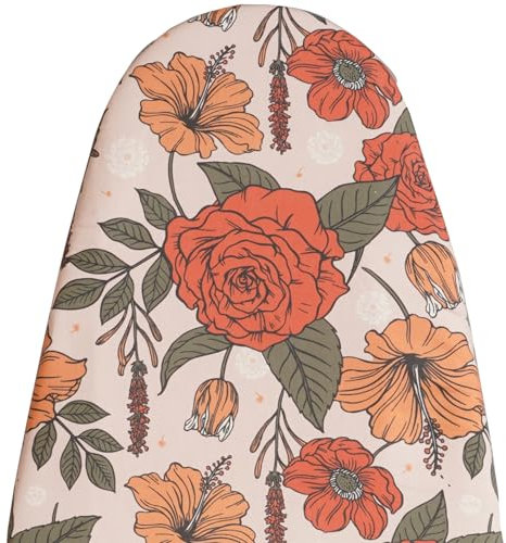 MinoCino Grande Housse de Planche à Repasser 150x55 cm - Large Housse de Planche à Repasser avec Rembourrage en Feutre de 6 mm d'épaisseur - Cordon de Serrage - Imprimé Floral