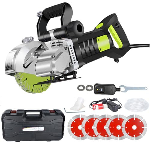 Macchina da taglio a parete, 4800 W, con lama da 133 mm, scanalatura 42 x 40 mm, ideale per granito, marmo, cemento, con 5 lame e manico rotante