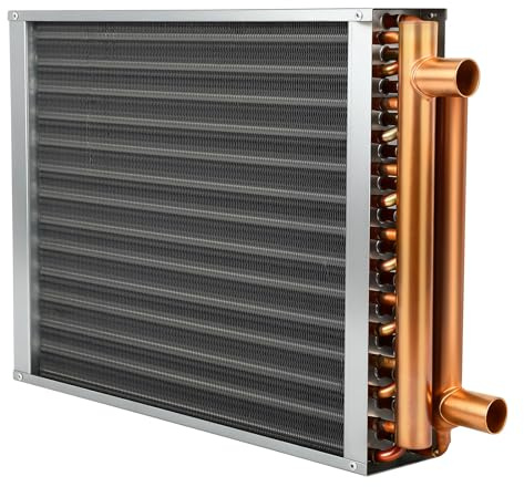 14x16 Heat Exchanger Water To Air, Forced Air Heating with 1 Copper Ports Hot Water Coil for Outdoor Wood Furnaces, Residential Heating.