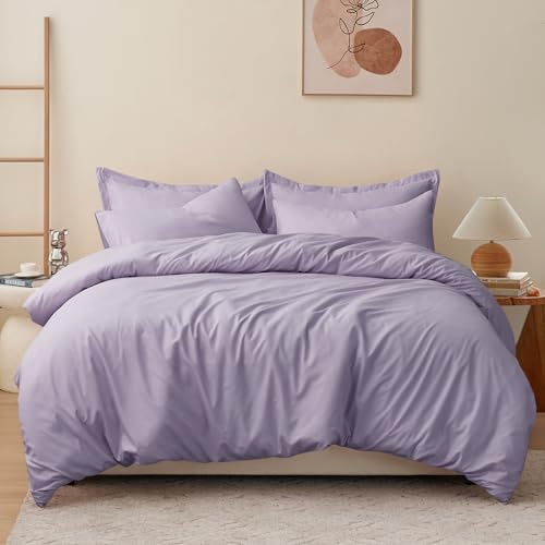 RUIKASI Lavender King Size Duvet Cover Sets Bedding Set - Purple Duvet Cover Kingsize Bed Set with Zip, Soft Brushed Microfibre Duvet King Size Covers Set Quilt Cover with 2 Pillowcases