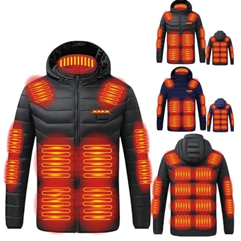 RLEHJN Beheizbare Jacke Damen Herren Heizjacke mit 21 Heizzone 4 Einstellbar Temperatur Leichte Steppjacke Mit Kapuze Unisex Winterjacke USB Intelligent Wasserdicht Daunenjacke Thermo Übergangsjacke