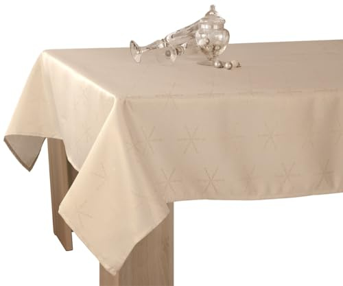 Nappe Lurex Entretien Facile - Crème et Doré - Rectangle 150 x 300 cm