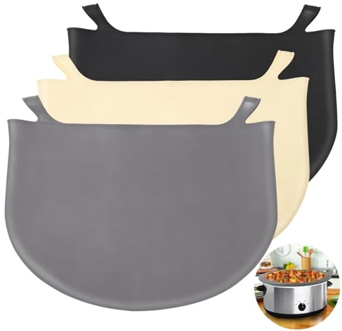 PONDON 3 Pcs Leakproof And Dishwasher Safe, Kitchen Reusable Silicone Liners, Crock Pot Accessories For 8-Quart Oval Or Round Slow Cookers, Slow Cooker Liners