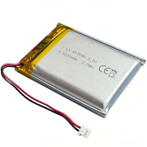 803040 Batería de polímero de litio 3.7V 1000mAh con conector JST 1.25 para dispositivos electrónicos DIY Batería recargable para auriculares Bluetooth y productos electrónicos(1PCS)