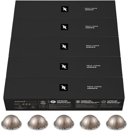 Nespresso Vertuo - Assortiment Arondio - 50 Capsules Café | Compatible avec machines Nespresso Vertuo - Café long aux notes de céréales - À savourer noir ou avec du lait - Intensité 6