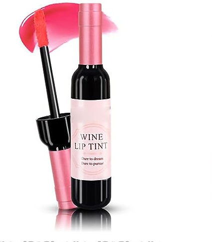 Saluaqui Wine Bottle Lip Gloss Lip Tint Liquid Lipstick Bright Delicate Color Long Lasting Easy to Apply with Cute Red Wine Shape for Women Gift (PK01)