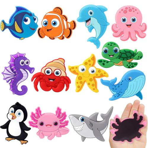 JOLCEEY 12 Stück Meerestiere Kinder Magnete Kühlschrankmagnete Kinder | Adorable Magnete Tiere Fridge Magnet Toy für Vorschule Lernspielzeug Magnet Spielzeug Geschenk Jungen Mädchen Kühlschrankdeko