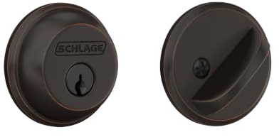 Schlage B60N716 Deadbolt, Keyed 1 Side, Aged Bronze by Schlage Lock Company | Single cylinder deadbolt with keyed outside & thumbturn inside, Universal fit, Highest residential security & durability